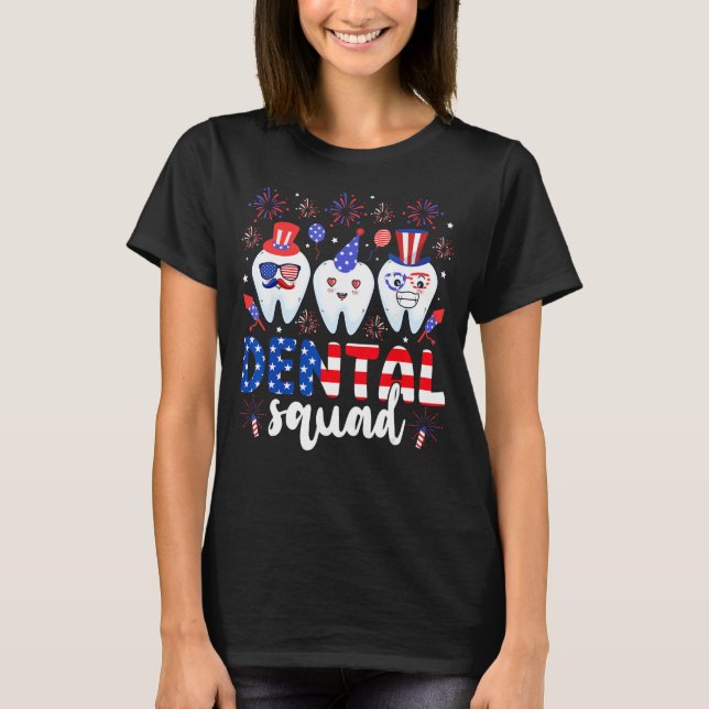 Camiseta Dental Squad Tooth 4th Of July Dental Assistant De (Frente)