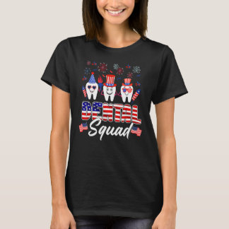Camiseta Dental Squad Tooth American Flag 4th Of July Dent