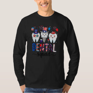 Camiseta Dental Squad Tooth Usa Flag Fireworks Happy 4th Of