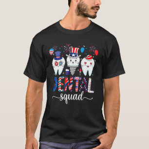 Camiseta Dental Squad Usa Patriótico 4 De Julho Fogos De Ar