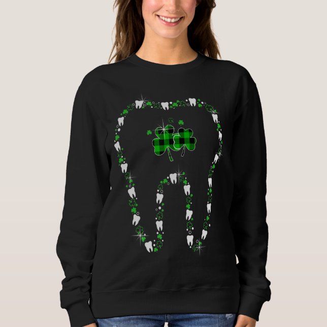 Camiseta Dente com Shamrocks Assistente dentário Rua Feliz  (Frente)