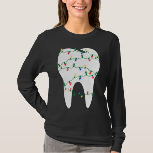 Camiseta Dente dentária natalina nas luzes de Natal