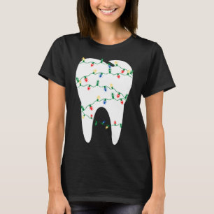 Camiseta Dente dentária natalina nas luzes de Natal