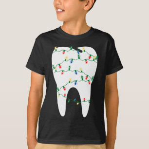 Camiseta Dente dentária natalina nas luzes de Natal