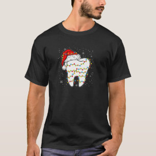 Camiseta Dente Engraçado Papai Noel Hat Xmas Luz Dentista D
