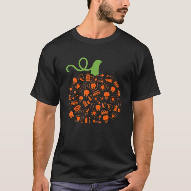 Camiseta Dente Fantasma Pumpkin Bruxa Dentista de Dia das B (Frente)