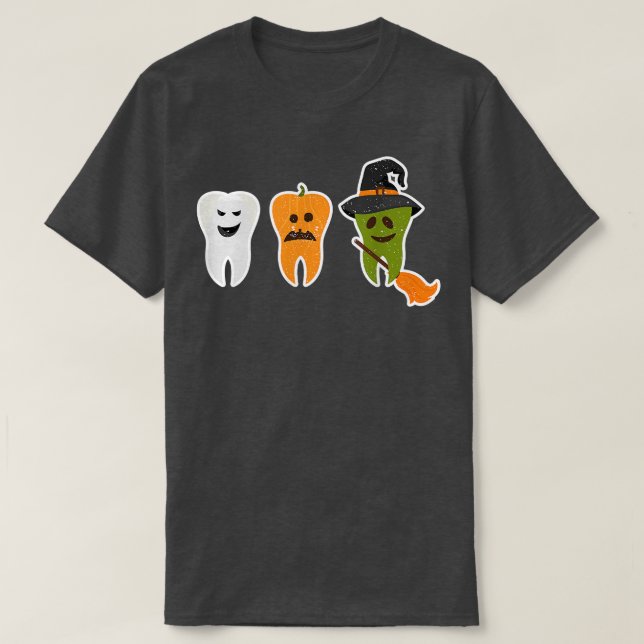 Camiseta Dente Fantasma Pumpkin Witte Cute Dental Halloween (Frente do Design)