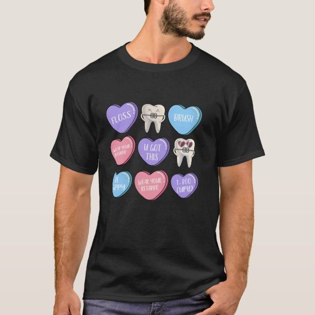 Camiseta Dentes Brace Dental Squad Homens Felizes do Dia do (Frente)