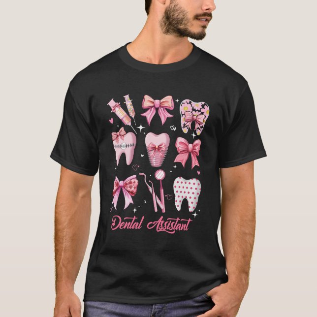 Camiseta Dentes de Arco de coquetel cor-de-rosa-branca com  (Frente)