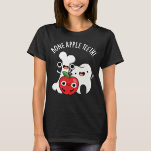 Camiseta Dentes de Maçã Óssea Bona Appetit Engraçado Pun Fu