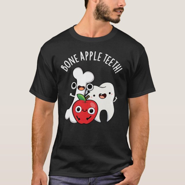 Camiseta Dentes de Maçã Óssea Bona Appetit Piada Engraçada  (Frente)