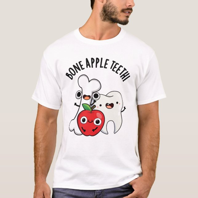 Camiseta Dentes de Maçã Óssea Piada Bona Appetit Engraçada  (Frente)