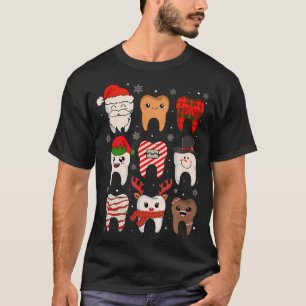 Camiseta Dentes de Natal Dentais Engraçados Dentista de Nat