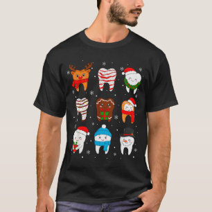Camiseta Dentes de Natal Dentista Engraçado Xmas Cute Esqua