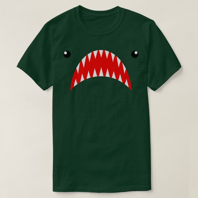 Camiseta Dentes de rosto de tubarão durante a semana (Frente do Design)