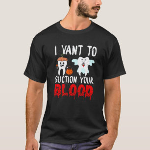 Camiseta Dentes de Sangue Vampiro Dia das Bruxas Profissão 