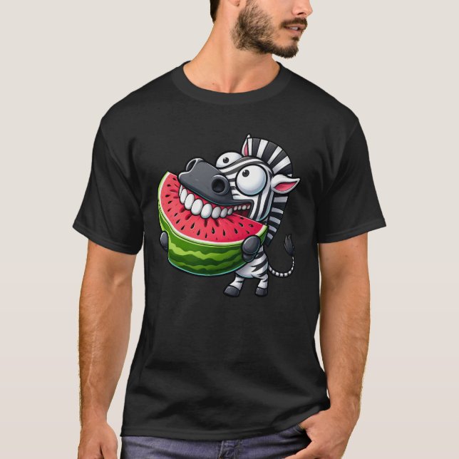 Camiseta Dentes de sorriso de melancia de zebra Quirky most (Frente)