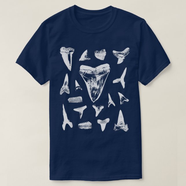 Camiseta Dentes de tubarão - Geologia de caça de dentes de  (Frente do Design)