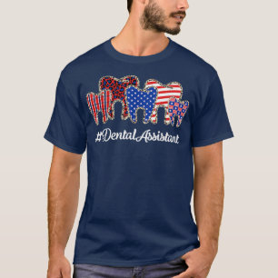 Camiseta Dentes dentárias de Xadrez-leopardo Assistente den
