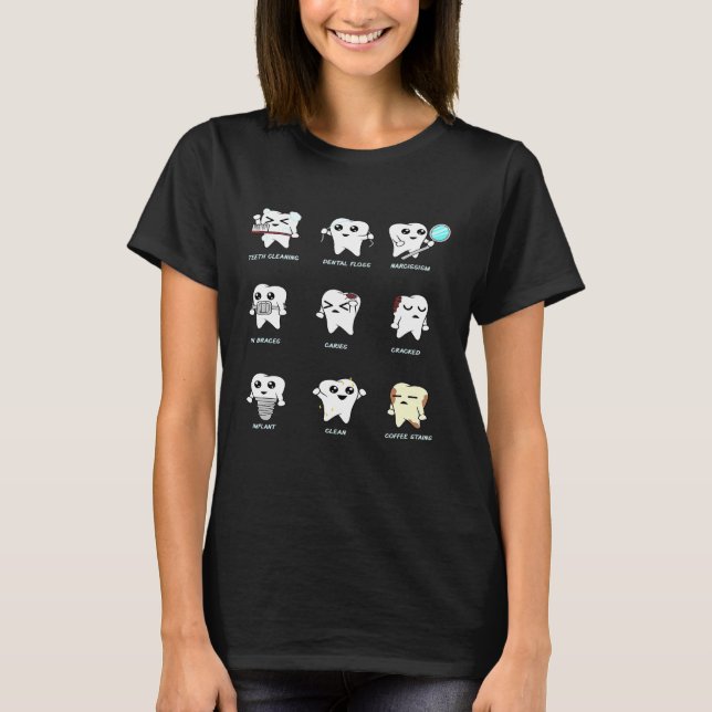 Camiseta Dentes em Ação - Dentista Engraçado Dentista Dente (Frente)