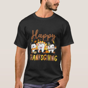 Camiseta Dentes Engraçados Dia de Ação de Graças Dentista P