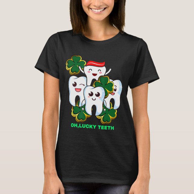 Camiseta Dentes Irlandeses Sortudos Com Rua Engraçada Com F (Frente)