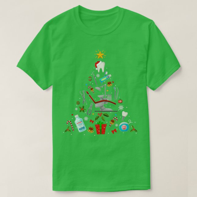 Camiseta Dentist Dental Enfeites de natal Tree Xmas Holida (Frente do Design)