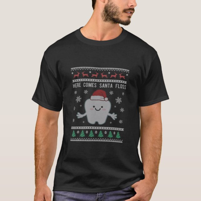 Camiseta Dentist Dental Papais noeis Fogueira Feia Natal (Frente)