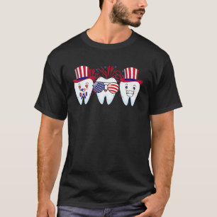 Camiseta Dentista 4 De Julho Dental Nos Bandeira Patriótica