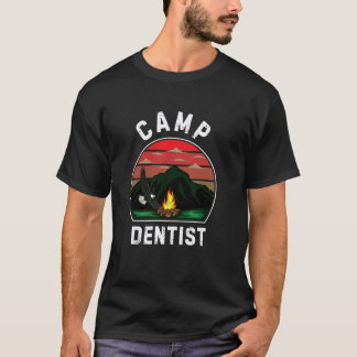 Camiseta Dentista de Acampamento Verão Retro Equipe de Acam