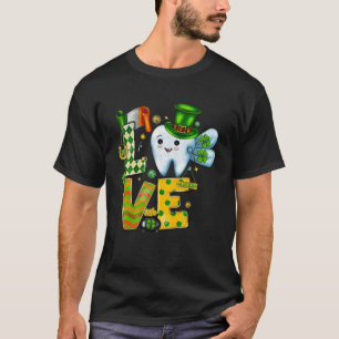 Camiseta Dentista De Dia de São Patrício De Amor Dental Com