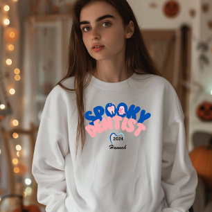Camiseta Dentista de Spooky Personalizado Nome Halloween Di