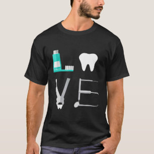 Camiseta Dentista Dental School LOVE Dentista Engraçado