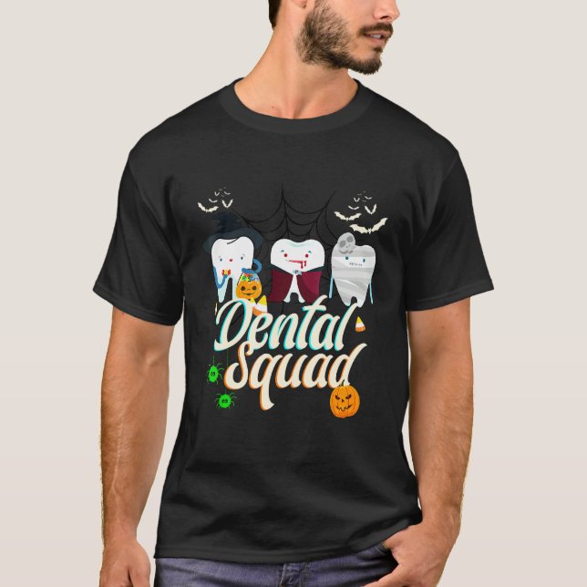 Camiseta Dentista Dental Squad Halloween Traje Spooky Pump (Frente)