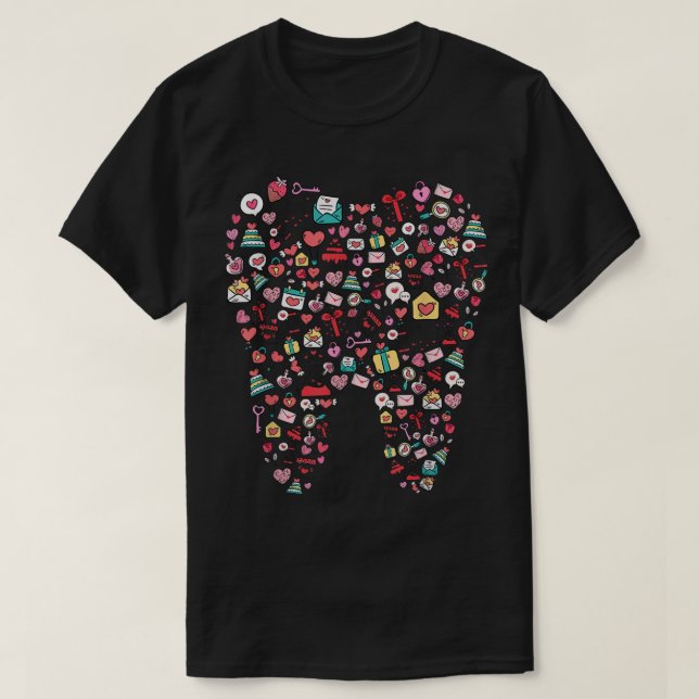 Camiseta Dentista dentário engraçado Feliz Valenti (Frente do Design)