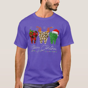 Camiseta Dentista Natal Engraçado Xadrez Leopardo Dental
