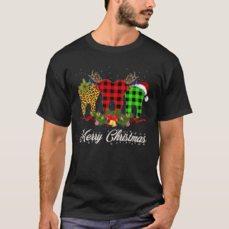 Camiseta Dentista Natal Engraçado Xadrez Leopardo Tooths De