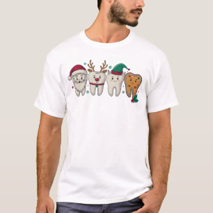 Camiseta Dentista Natal Higienista Dentário Papai Noel Rena