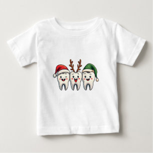 Camiseta Dentista Papais noeis de Natal Dental Flores Árvor