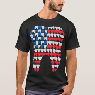 Camiseta Dentista Patriótico Bandeira Americana Dente 4 De