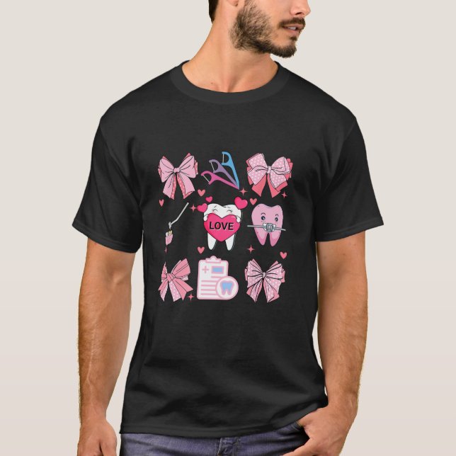 Camiseta Dentista Quadrado Dentária Da Esquadra Cor-de-rosa (Frente)