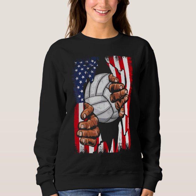 Camiseta Dentro Americano Patriótico De Voleibol Americano  (Frente)