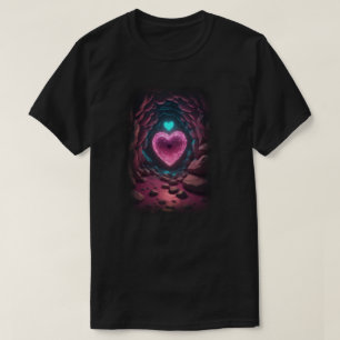 Camiseta dentro de fundo do coração 3d brilhando