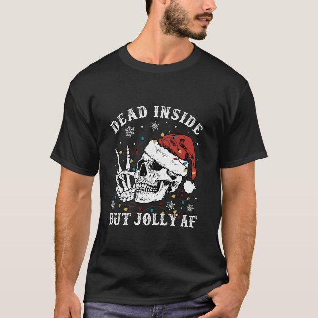 Camiseta Dentro de Morto retrô, mas Natal do esqueleto Joll (Frente)