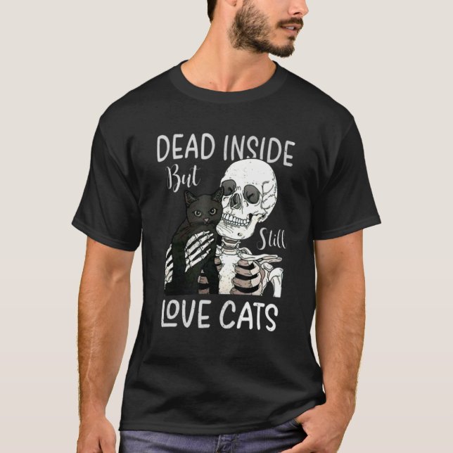 Camiseta Dentro De Morto Skeleton Mas Gato De Amor (Frente)