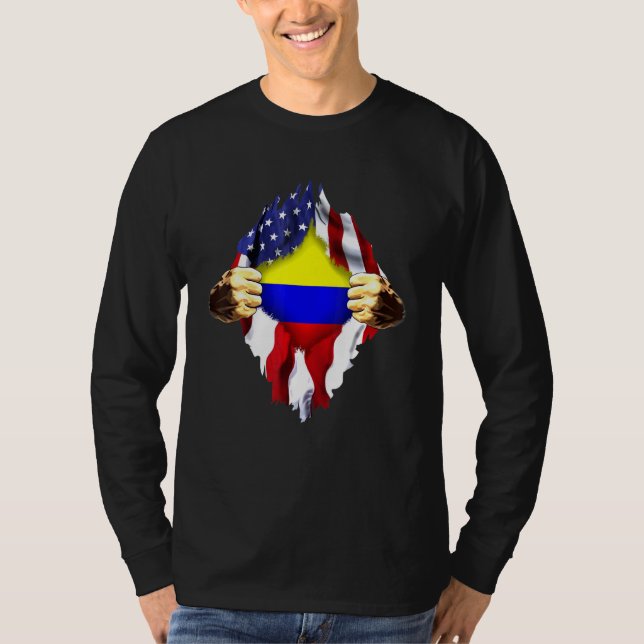 Camiseta Dentro de Sangue Colombiano Bandeira Americana (Frente)