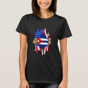 Camiseta Dentro de Sangue Cubano Me Orgulhoso Bandeira Cuba
