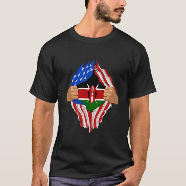 Camiseta Dentro de Sangue Queniano Me Bandeira Quênia (Frente)