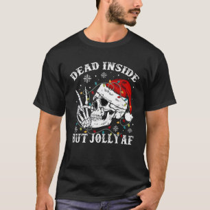 Camiseta Dentro morto Mas Cristo do Skeleton Santa Hat Joll