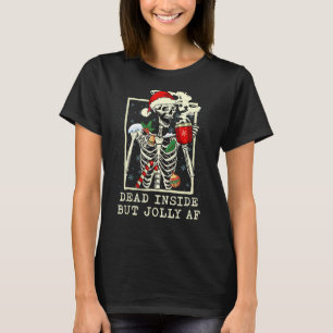 Camiseta Dentro morto, Mas Jolly AF Skeleton Café Latão Chr